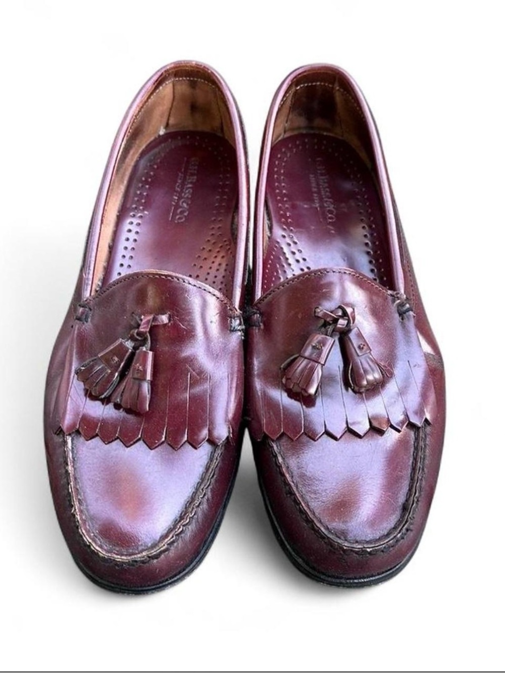 G.H. Bass & Co. Vintage Kiltie Tassel Loafers Oxblood Burgundy Leather -10D